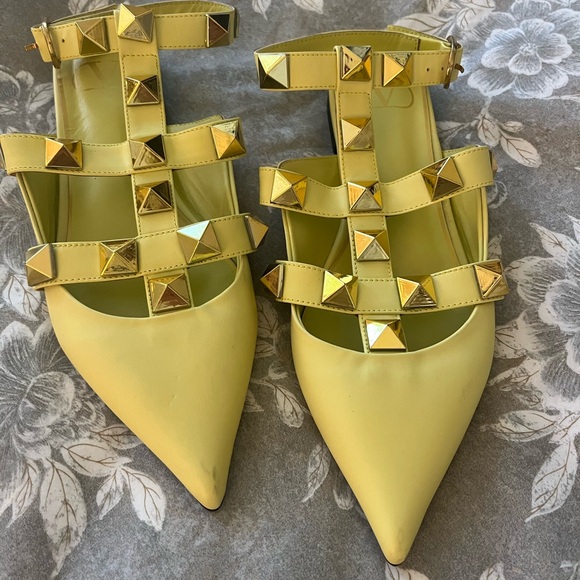 Valentino Roman Stud Metallic Flats - Picture 9 of 10